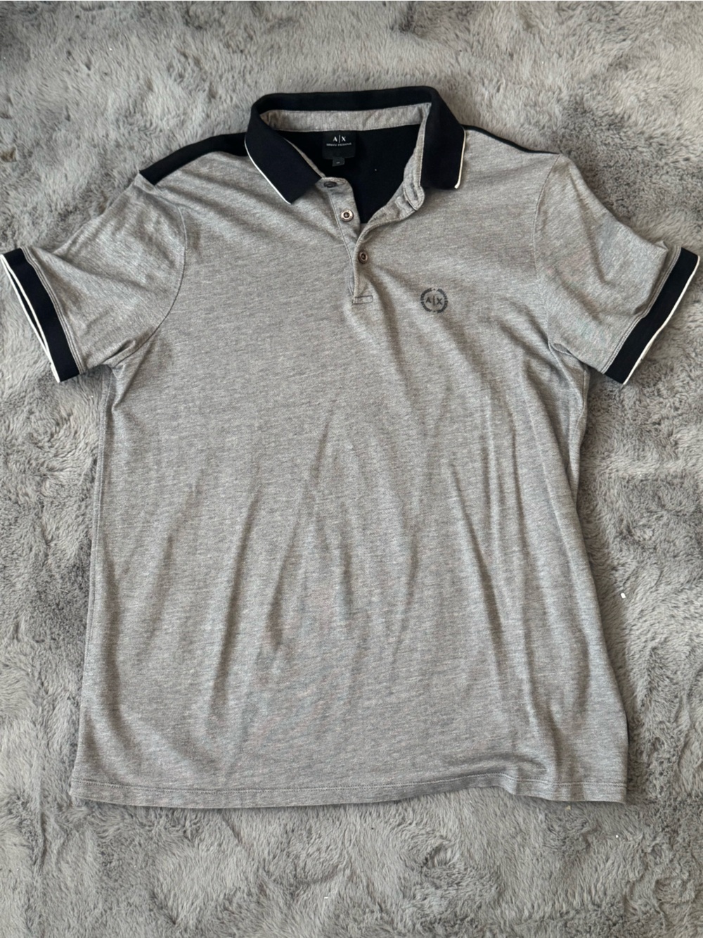 Armani Exchange Gray Polo with Black Trim